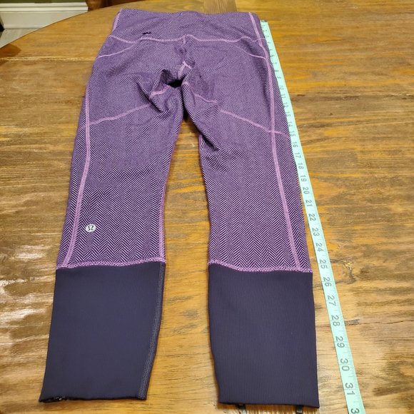 Lululemon Rebel Runner Crop Herringbone Purple Size 4 Leggings Women - Picture 6 of 8